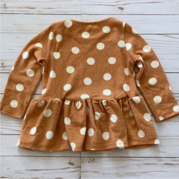 Girls Polka Dot Long Sleeve Peplum Top - Picture 5 of 5